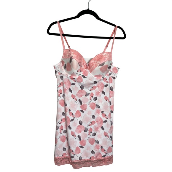 Marilyn Monroe Other - Marilyn Monroe Floral Lace Chemise Nightgown Pink White Underwire XL Sleeptime